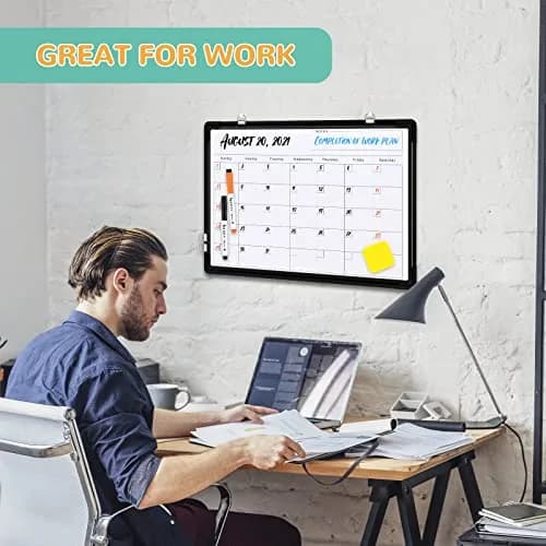 ABERLLS Monthly Calendar Whiteboard 40.64cm x 30.48cm (16in x 12in) | Double-Sided Magnetic Easel for Office, Home, and School thumbnail 5