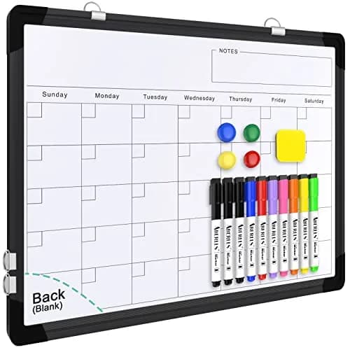 ABERLLS Monthly Calendar Whiteboard 40.64cm x 30.48cm (16in x 12in) | Double-Sided Magnetic Easel for Office, Home, and School thumbnail 1