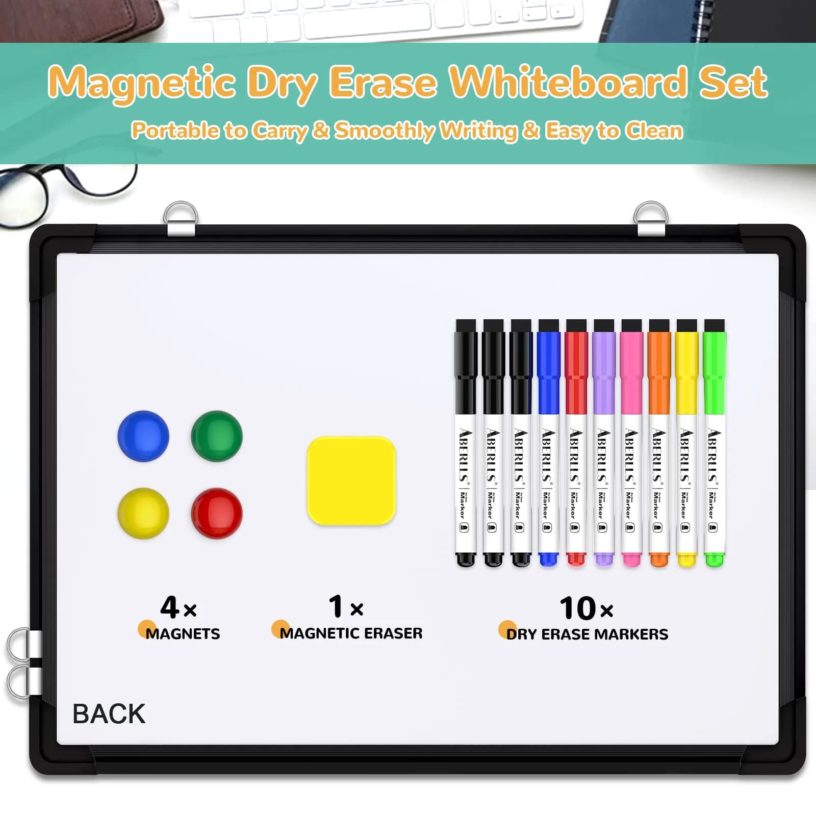 ABERLLS Monthly Calendar Whiteboard 40.64cm x 30.48cm (16in x 12in) | Double-Sided Magnetic Easel for Office, Home, and School - view 2