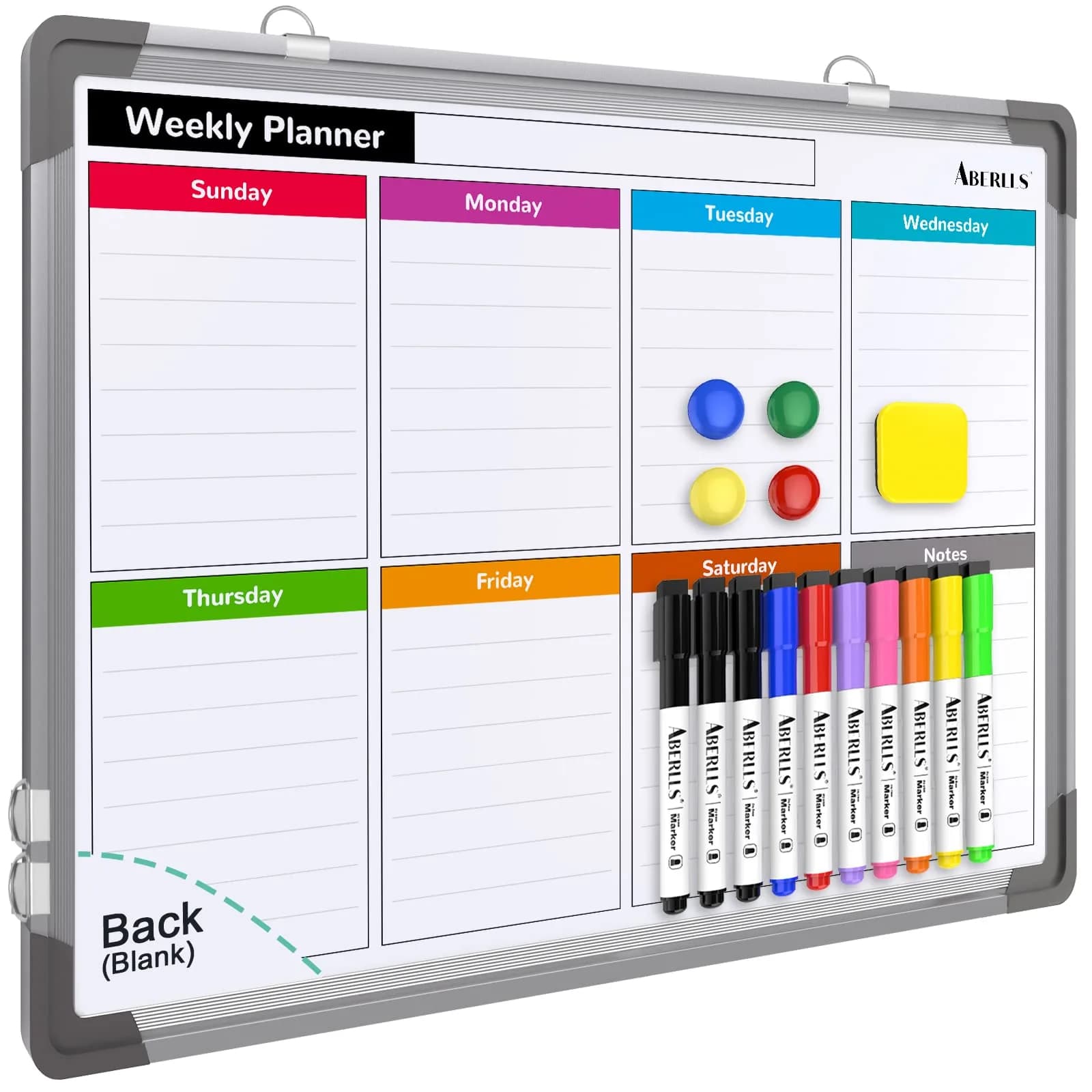 ABERLLS Monthly Calendar Whiteboard 16 x 12 Inches | Magnetic Dry Erase Board for Wall — Whiteboard 16X12 Multicolor
