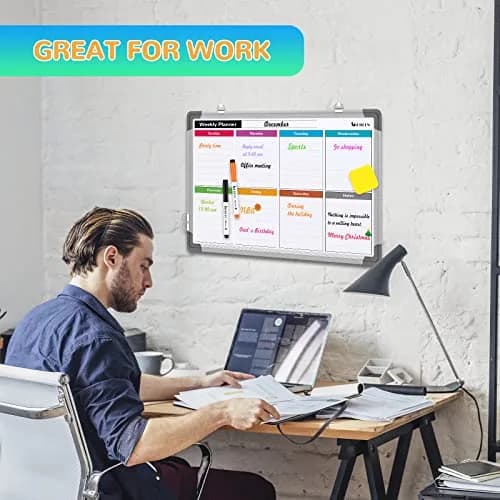 ABERLLS Weekly Calendar Whiteboard 16x12 Inch (40.6cm x 30.5cm) | Magnetic Double-Sided Board for Planning thumbnail 5