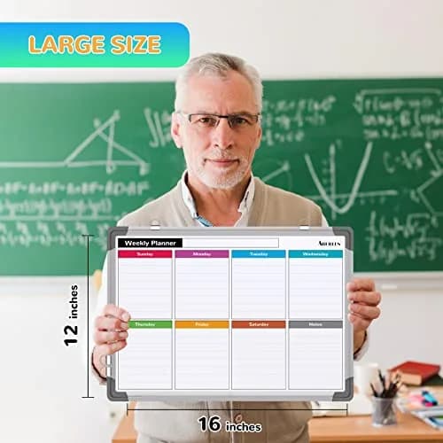 ABERLLS Weekly Calendar Whiteboard 16x12 Inch (40.6cm x 30.5cm) | Magnetic Double-Sided Board for Planning thumbnail 6