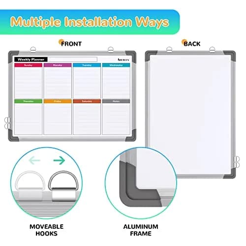 ABERLLS Weekly Calendar Whiteboard 16x12 Inch (40.6cm x 30.5cm) | Magnetic Double-Sided Board for Planning thumbnail 3
