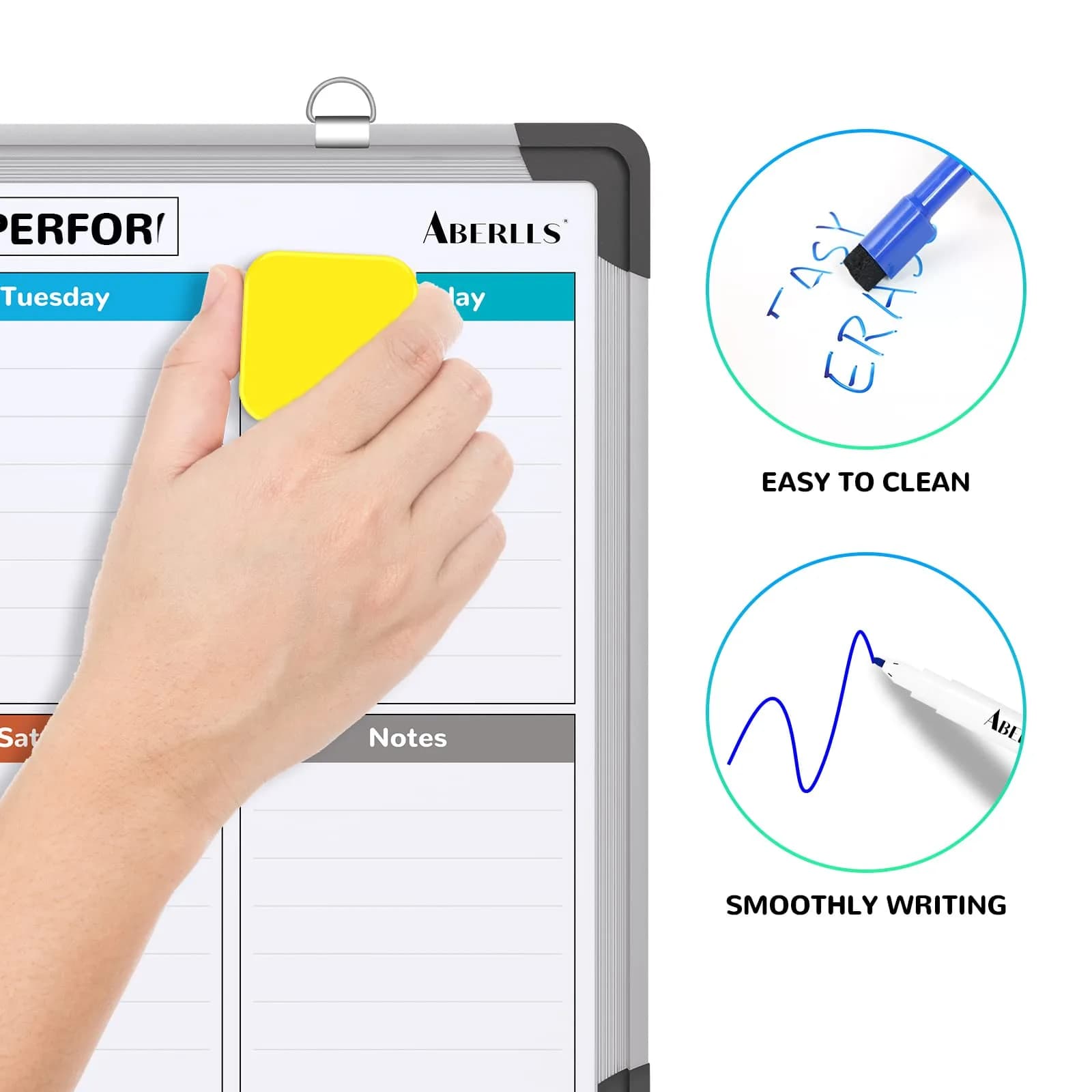 ABERLLS Weekly Calendar Whiteboard 16x12 Inch (40.6cm x 30.5cm) | Magnetic Double-Sided Board for Planning - view 4