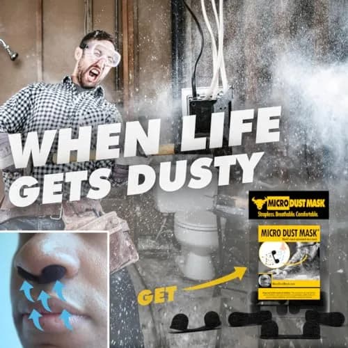 MICRO DUST MASK Nose Filter - Black - 30 Pack | Breathable for Woodworking, Lawn Mowing, Minor Construction thumbnail 4