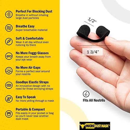 MICRO DUST MASK Nose Filter - Black - 30 Pack | Breathable for Woodworking, Lawn Mowing, Minor Construction thumbnail 6