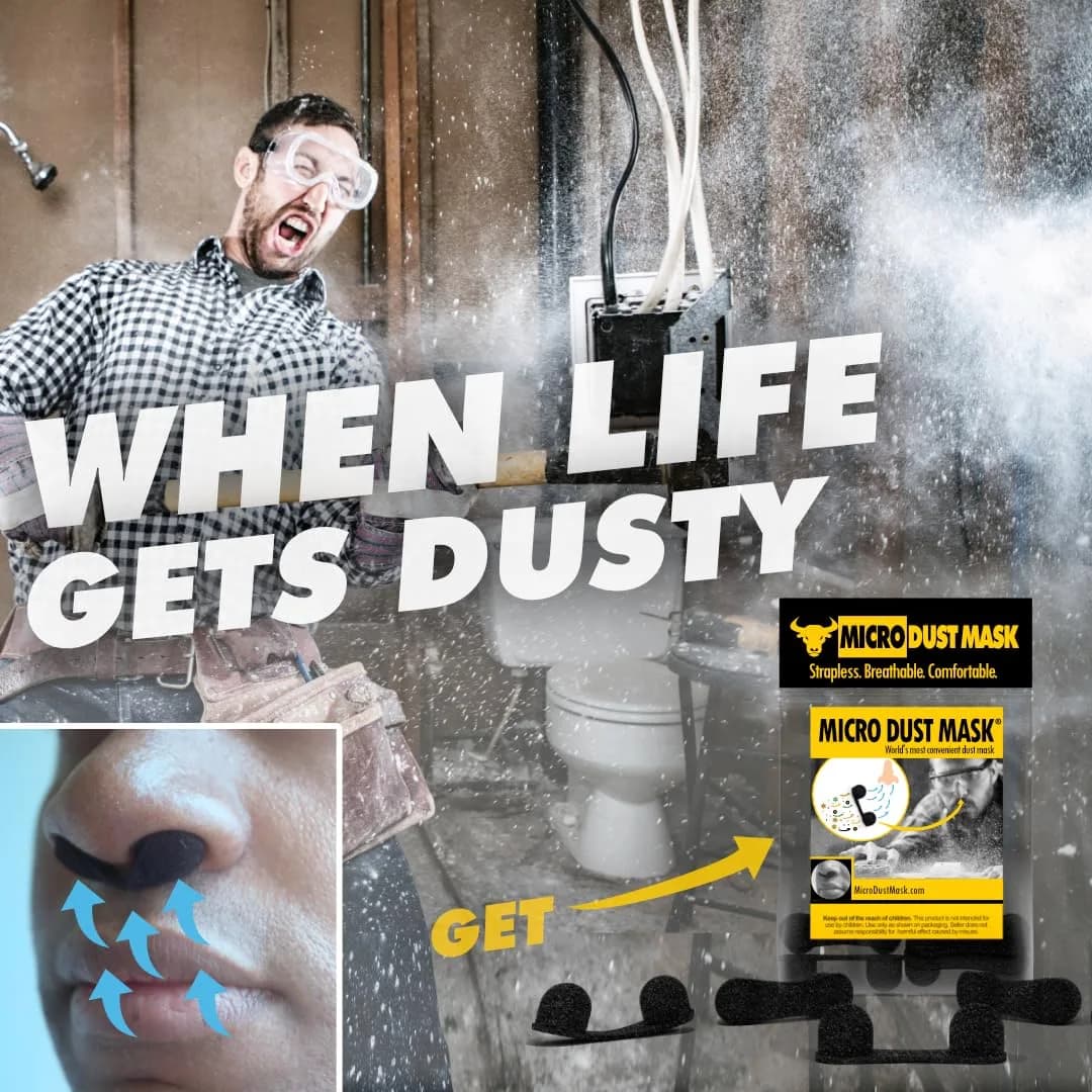 MICRO DUST MASK Nose Filter - Black - 30 Pack | Breathable for Woodworking, Lawn Mowing, Minor Construction - view 4