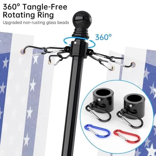 ZMTECH Black Stainless Steel Flag Pole 1.8 m (6 FT) | Tangle-Free Outdoor House Flagpole Kit thumbnail 4
