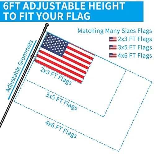ZMTECH Black Stainless Steel Flag Pole 1.8 m (6 FT) | Tangle-Free Outdoor House Flagpole Kit thumbnail 6