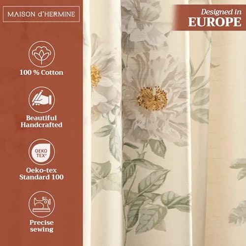 Maison d' Hermine Curtains for Living Room 50"x84" | Elegant 100% Cotton Panel (Pack of 1) thumbnail 2