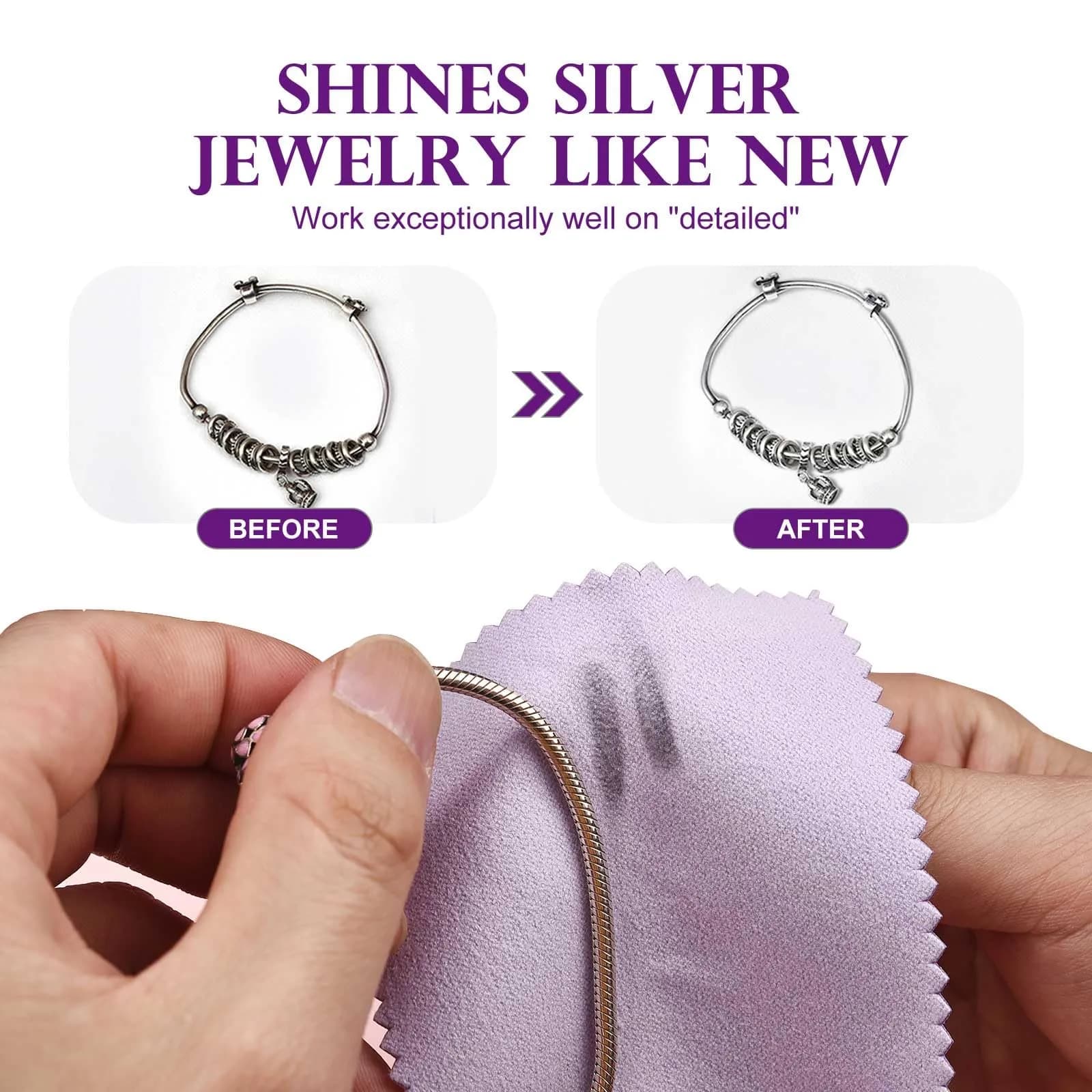 SEVENWELL Purple Jewelry Cleaning Cloths (50pcs) - Polishes Sterling Silver, Gold, Platinum - view 3