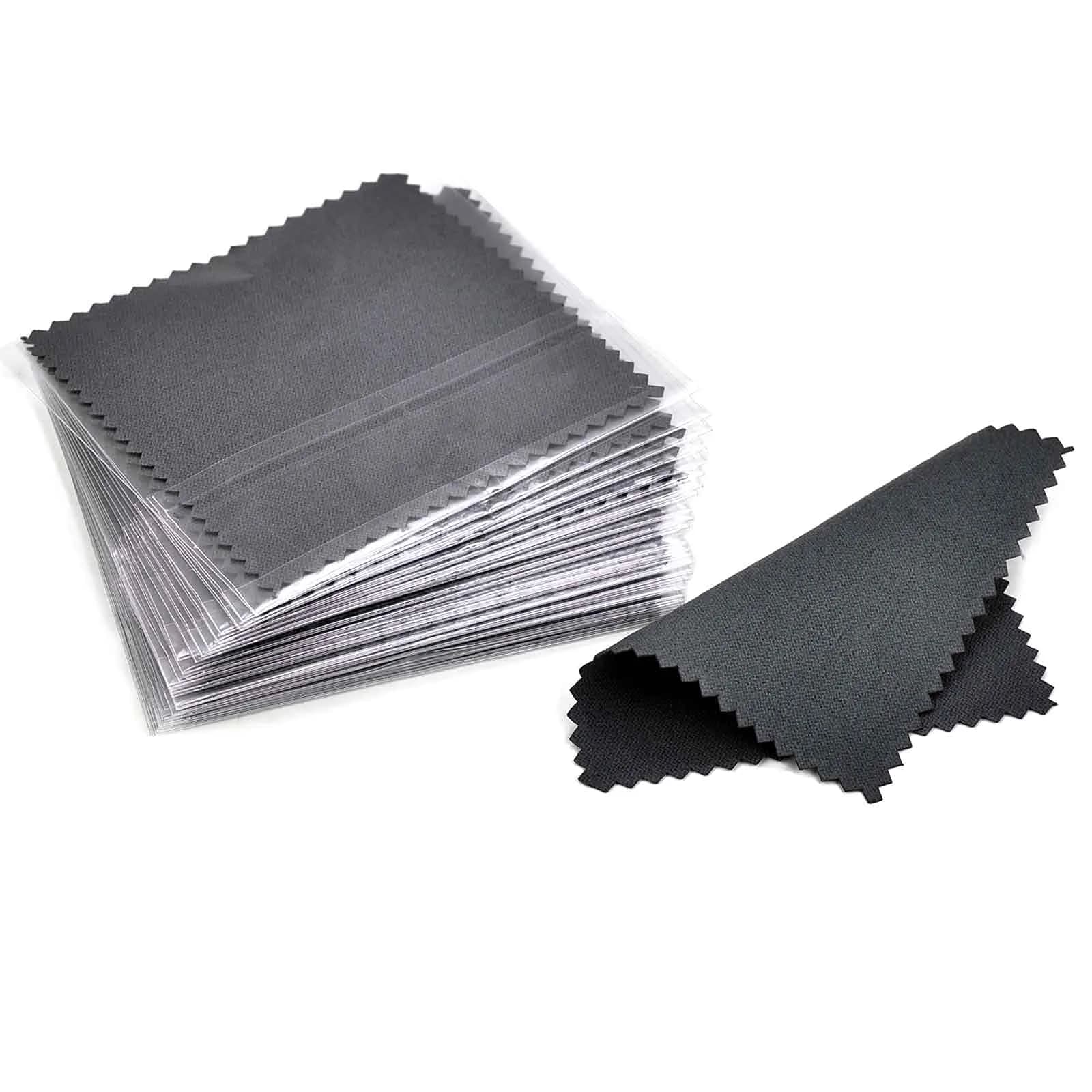 SEVENWELL Dark Gray Jewelry Cleaning Cloths (50pcs) | Polishes Sterling Silver, Gold, Platinum - main product image