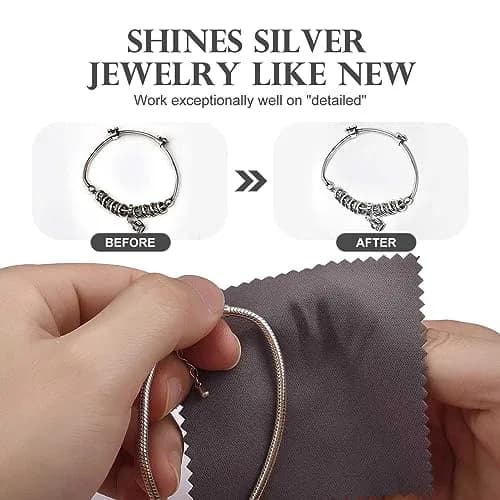 SEVENWELL Dark Gray Jewelry Cleaning Cloths (50pcs) | Polishes Sterling Silver, Gold, Platinum thumbnail 3