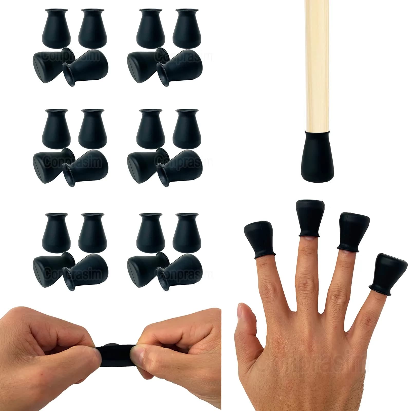 Conprasim Silicone Chair Leg Floor Protectors 32mm-42mm | Protects Floors, Reduces Noise, Anti-Slip (16-Pack, Black) — black / Extra Small Fit: 19/32"~15/16"