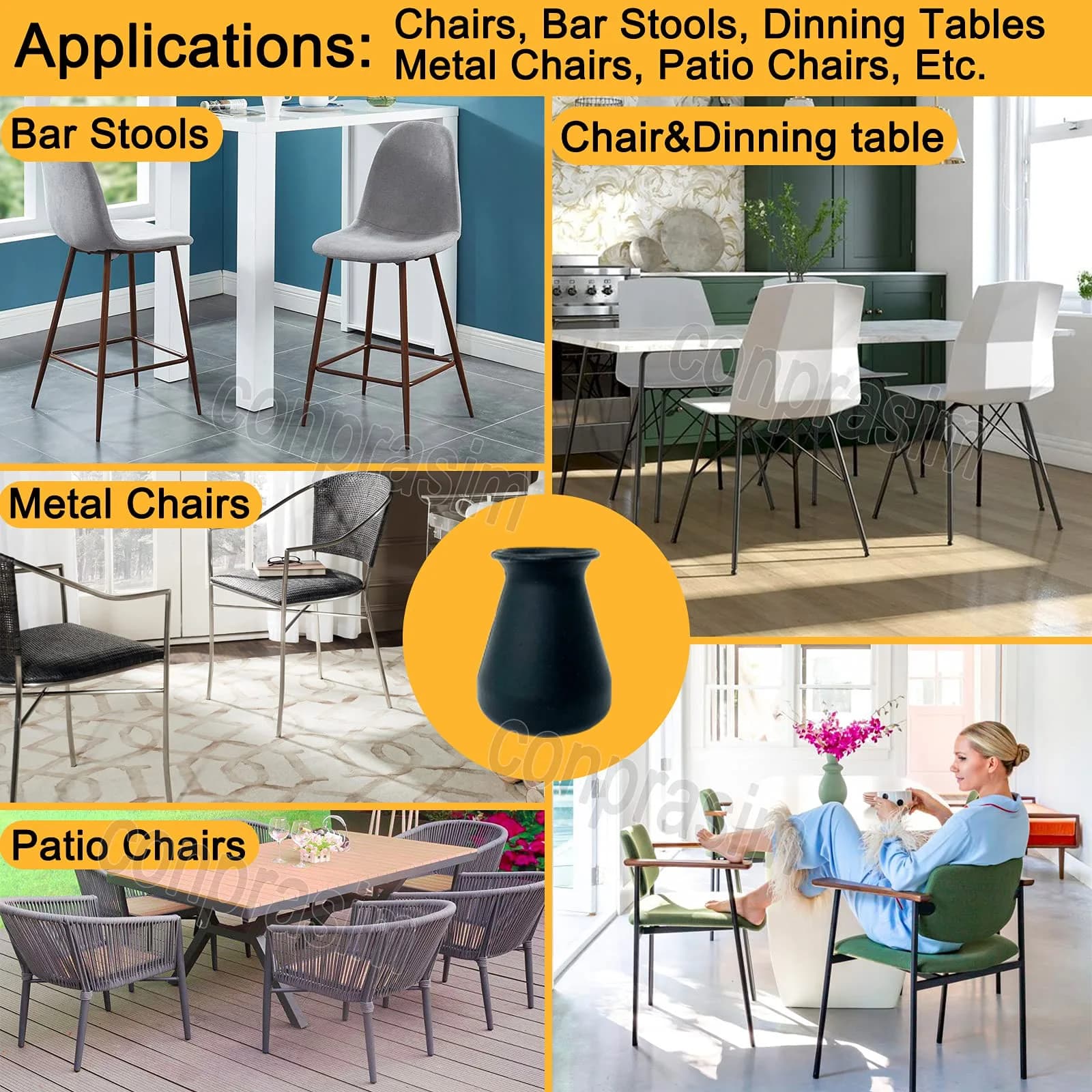 Conprasim Extra Small Silicone Chair Leg Floor Protectors 24 Pack | Prevents Scratches & Noise on Hardwood Floors - view 7
