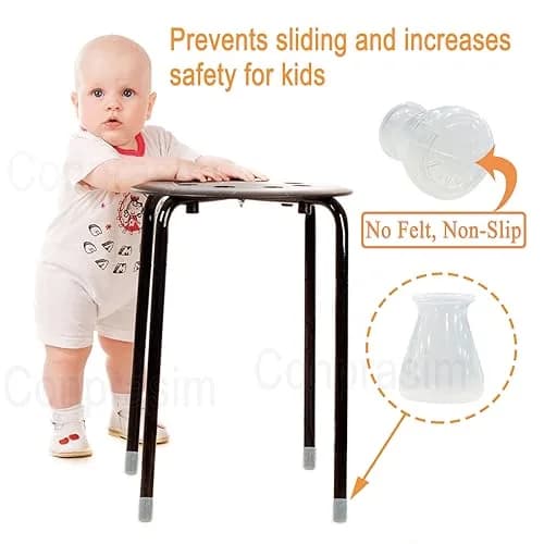 Conprasim Extra Small Silicone Chair Leg Floor Protectors 15mm (19/32"-15/16") | 24 Pack for Hardwood Floors thumbnail 5