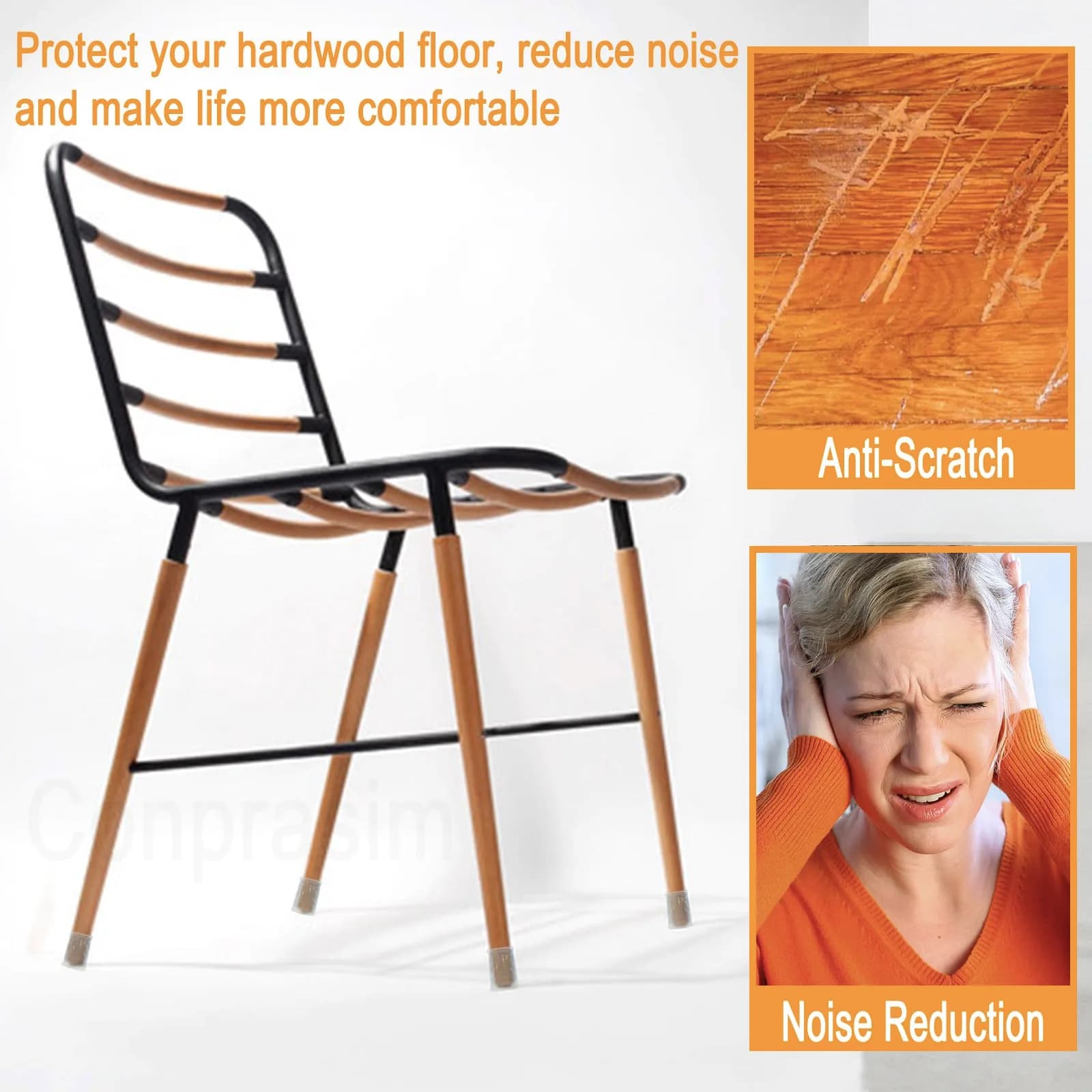 Conprasim Extra Small Silicone Chair Leg Floor Protectors 15mm (19/32"-15/16") | 24 Pack for Hardwood Floors - view 4