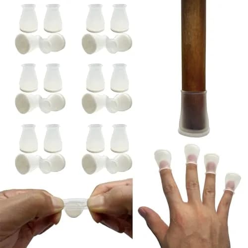 Conprasim Extra Small Silicone Chair Leg Floor Protectors with Felt | 19/32" to 15/16" Fit, 24 Pack thumbnail 1