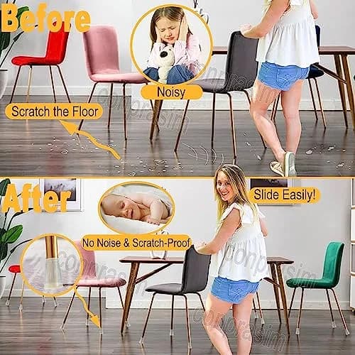 Conprasim Extra Small Silicone Chair Leg Floor Protectors with Felt | 19/32" to 15/16" Fit, 24 Pack thumbnail 4