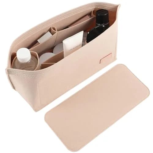 Doxo Purse Organizer Insert & Base Shaper 2pc Set, Felt Tote Bag Organizer with Zipper Pocket & Bottle Holder, 27cm (10.6") | Fits Neverfull PM & Speedy 30 thumbnail 1