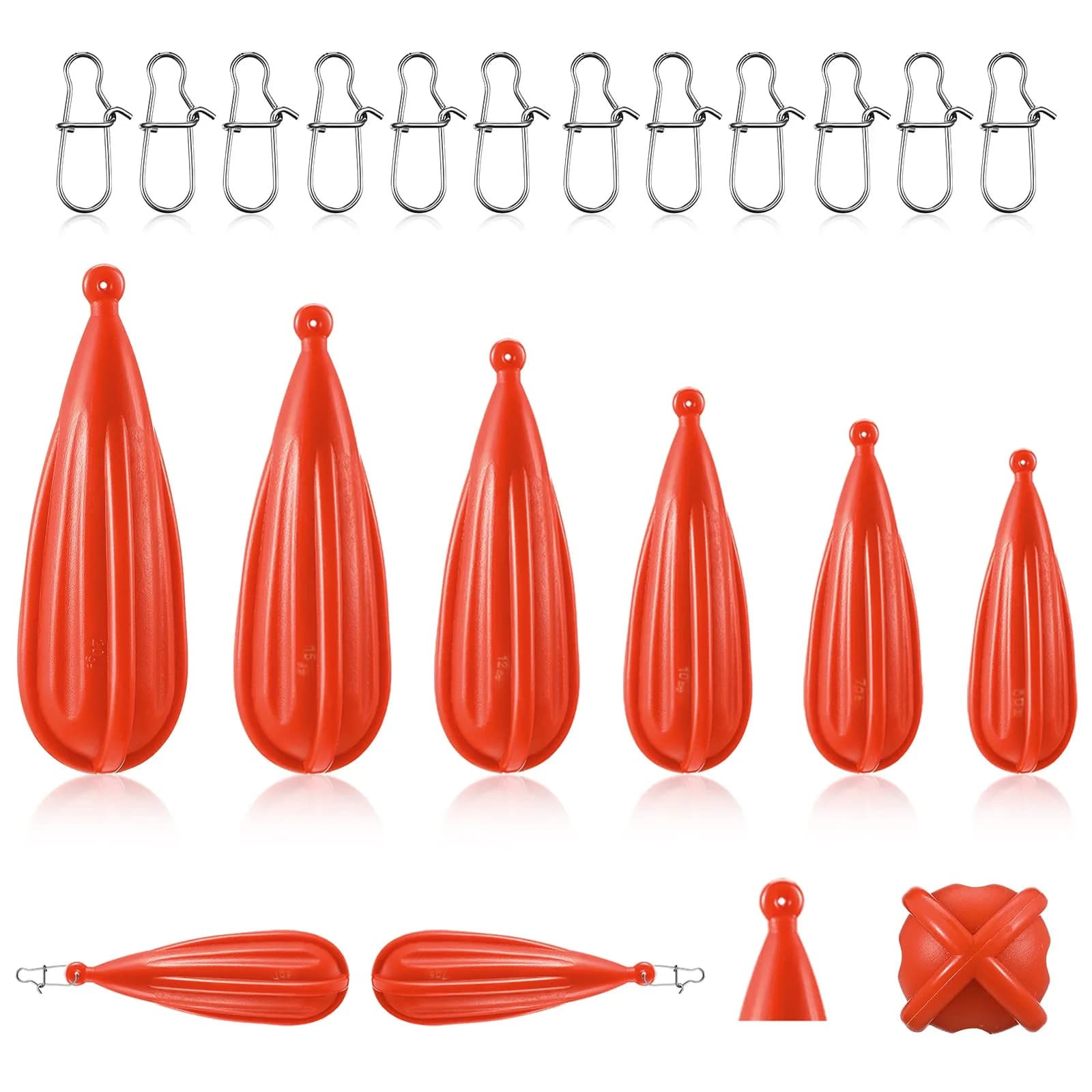 Skylety Fishing Practice Plug Set | Improve Casting Skills with 6 Sizes (6 Pieces) — Red