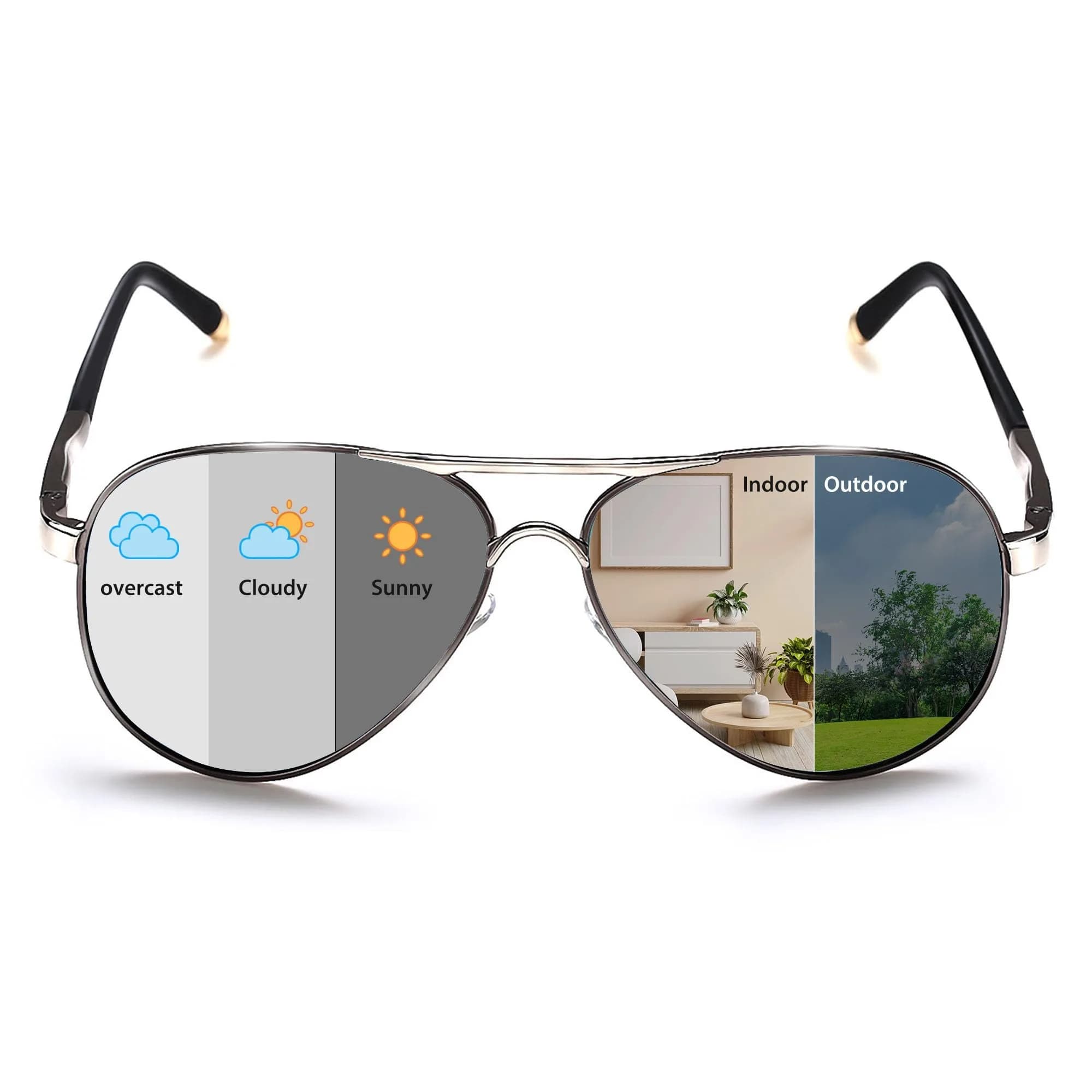 ROCKNIGHT Polarized Aviator Sunglasses Men Women UV400 Metal Frame Driving | Photochromic Lenses - main product image