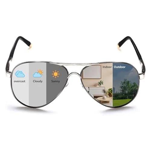 ROCKNIGHT Polarized Aviator Sunglasses Men Women UV400 Metal Frame Driving | Photochromic Lenses thumbnail 1
