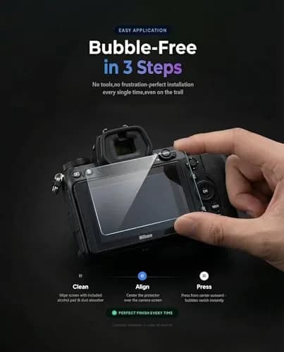 iDaPro Tempered Glass Screen Protector for Nikon Z6 III/Z50 II/Z7/Z6/Z5 3-Pack | 9H Hardness, Anti-Scratch, Anti-Bubble thumbnail 5