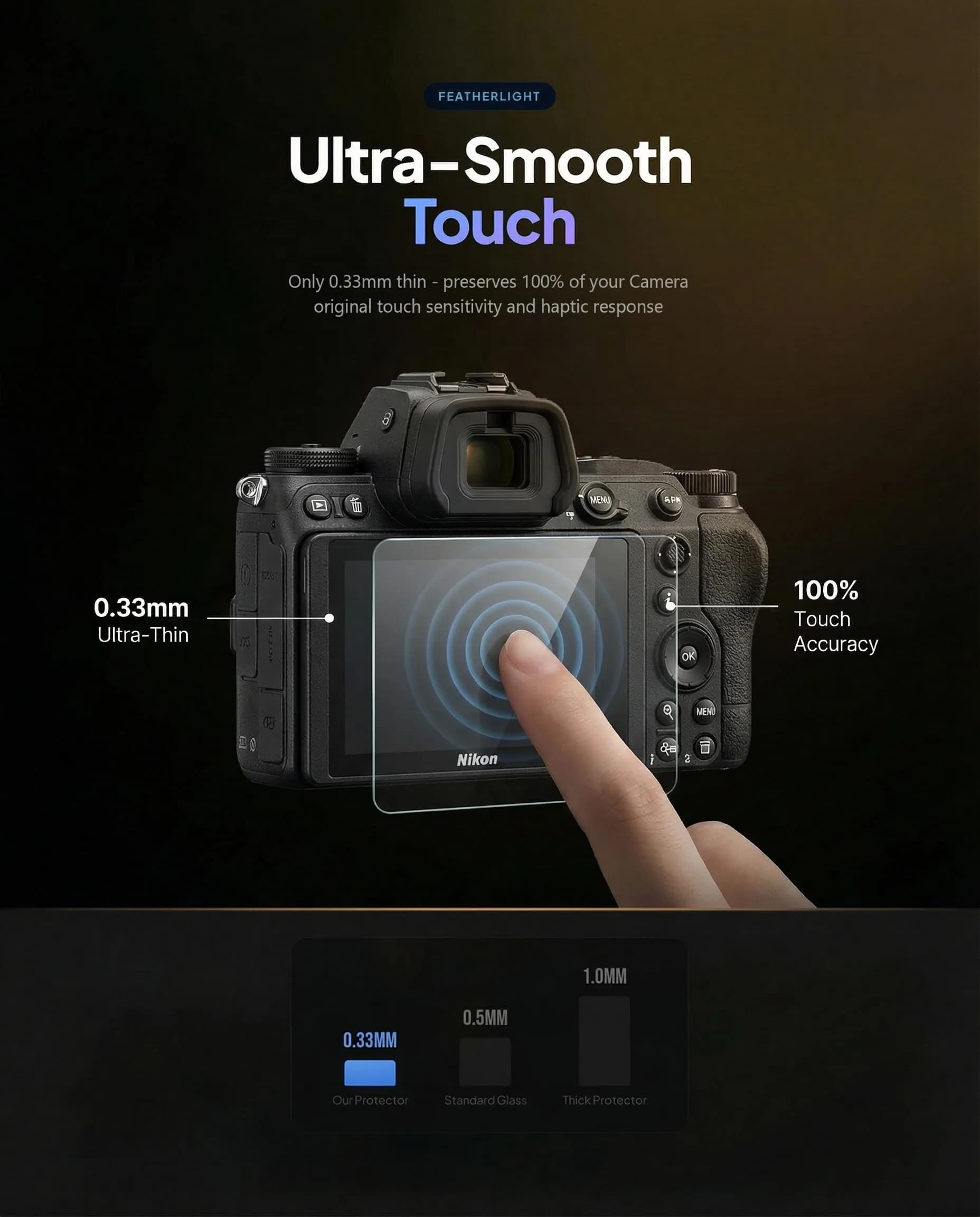 iDaPro Tempered Glass Screen Protector for Nikon Z6 III/Z50 II/Z7/Z6/Z5 3-Pack | 9H Hardness, Anti-Scratch, Anti-Bubble - view 6