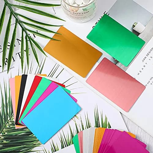Tenare 120 Pieces Metal Business Card Blanks 86 x 54 x 0.2 mm (3.4 x 2.1 Inch) | Anodized Aluminum for Laser Engraving thumbnail 7