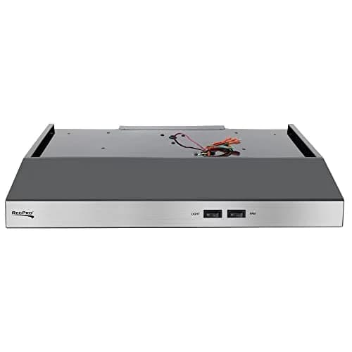 RecPro RV Range Hood Stainless Steel 53.34cm (21in) W x 48.26cm (19in) D x 8.26cm (3.25in) H | 12V DC Hard-Wired Installation with Charcoal Filter & LED Light thumbnail 6