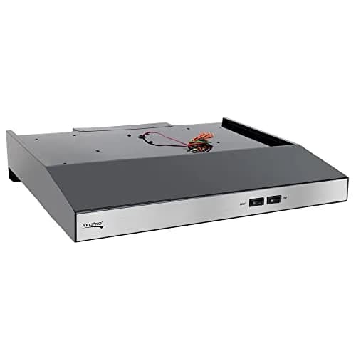 RecPro RV Range Hood Stainless Steel 53.34cm (21in) W x 48.26cm (19in) D x 8.26cm (3.25in) H | 12V DC Hard-Wired Installation with Charcoal Filter & LED Light thumbnail 1