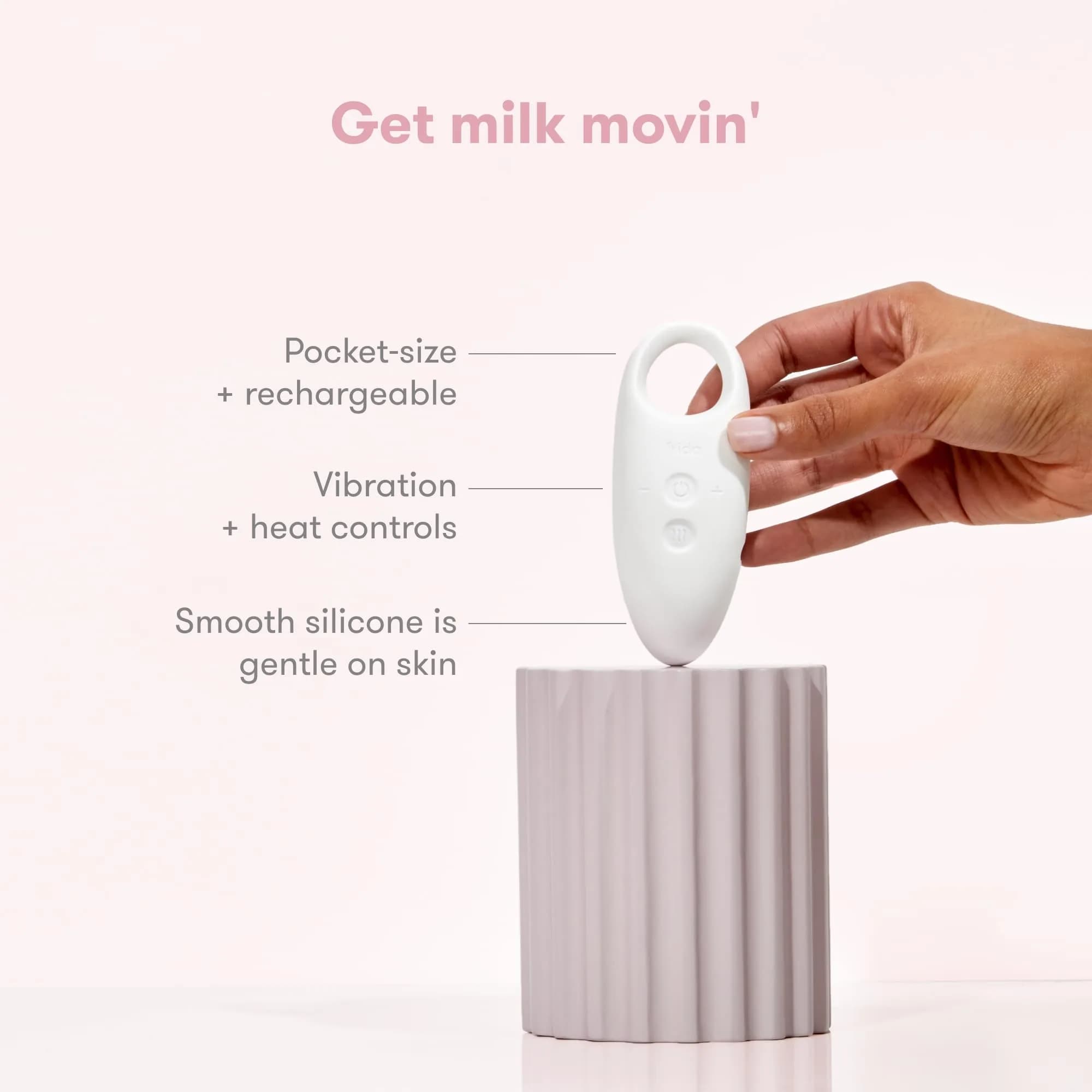 Frida Mom 2-in-1 Lactation Massager White/Pink | Heat & Vibration for Clogged Ducts & Milk Flow - view 3