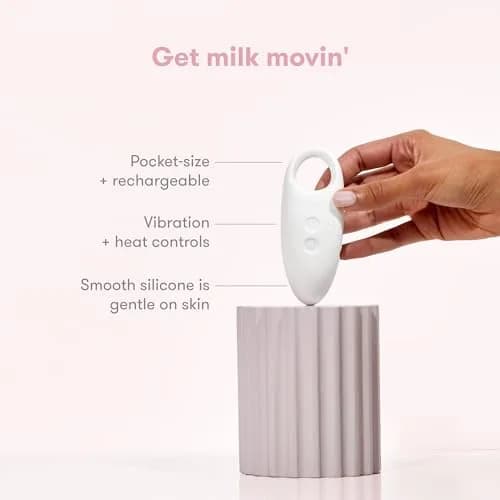 Frida Mom 2-in-1 Lactation Massager White/Pink | Heat & Vibration for Clogged Ducts & Milk Flow thumbnail 3