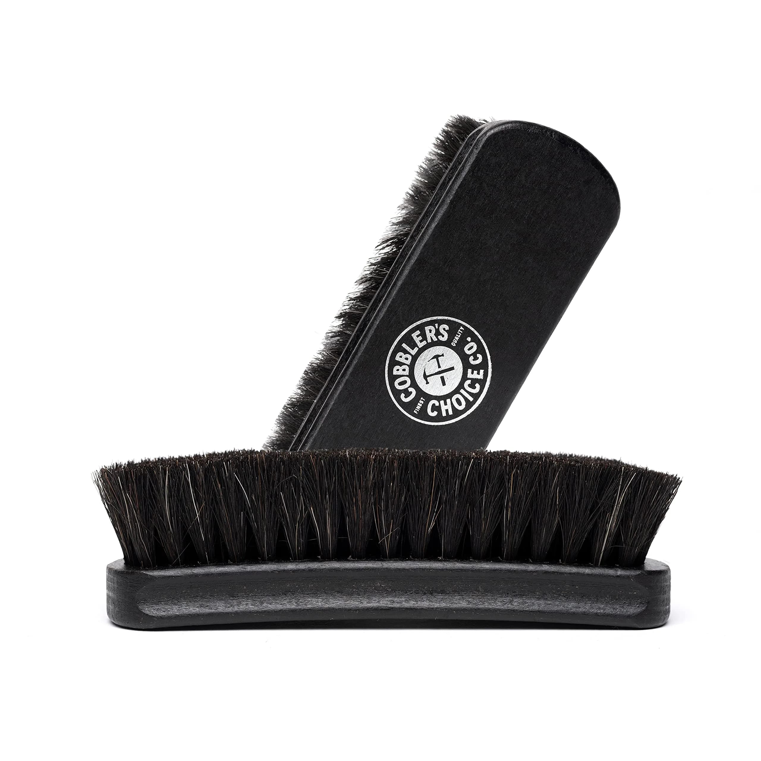 Cobbler's Choice Horsehair Shoe Brush - Premium Shoe Shine & Polish Brush for Leather, Black — Black