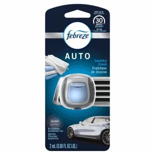 Febreze Car Vent Clip Air Freshener, Laundry Fresh Scent, 0.06 Fl Oz (Pack of 1) thumbnail 1