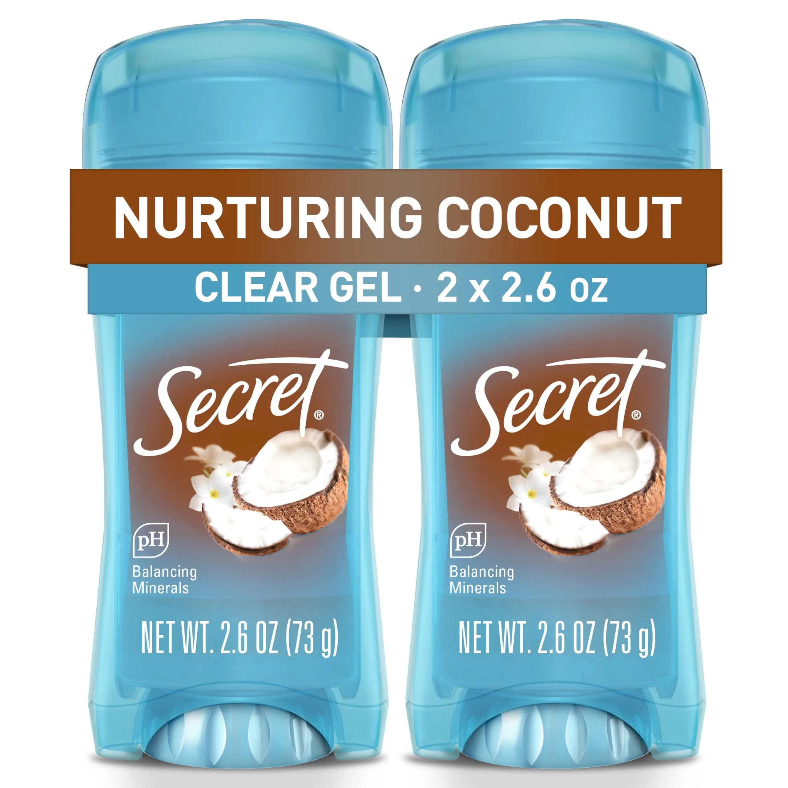 Secret Fresh Coconut Clear Gel Antiperspirant Deodorant for Women, 156g (5.2 oz) Pack of 2 | 72-Hour Breathable Odor Protection - main product image