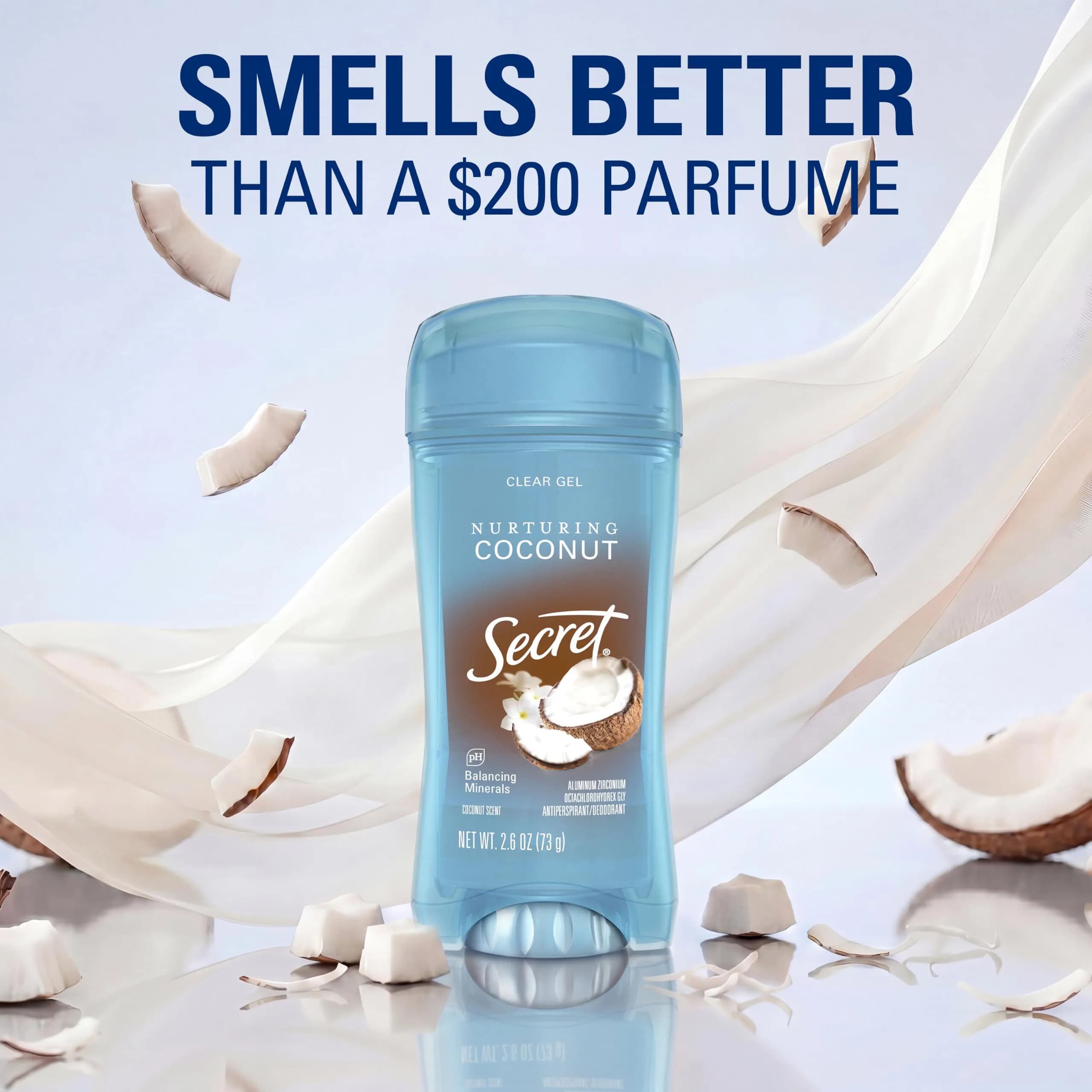 Secret Fresh Coconut Clear Gel Antiperspirant Deodorant for Women, 156g (5.2 oz) Pack of 2 | 72-Hour Breathable Odor Protection - view 5