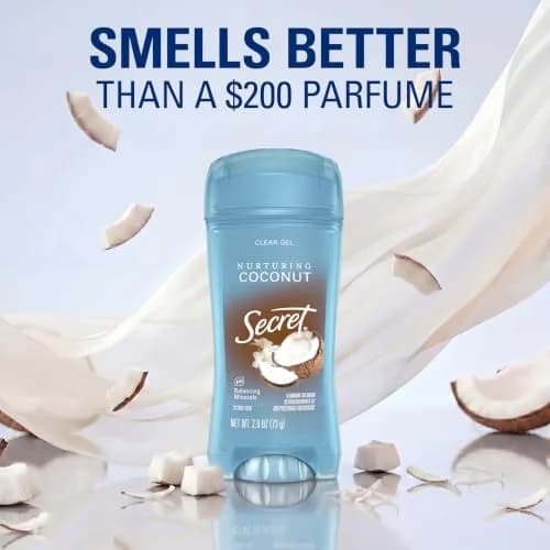 Secret Fresh Coconut Clear Gel Antiperspirant Deodorant for Women, 156g (5.2 oz) Pack of 2 | 72-Hour Breathable Odor Protection thumbnail 5