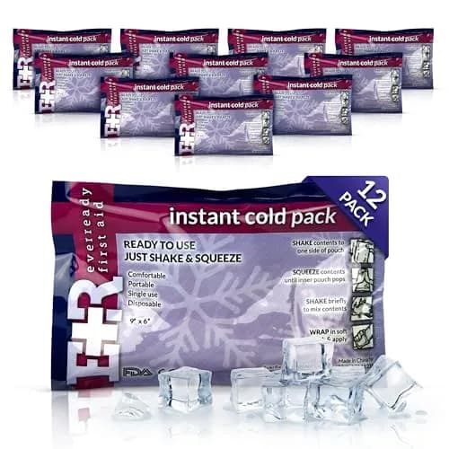 Ever Ready First Aid Disposable Instant Cold Compress Pack 12 Count (4.5" x 7") | Immediate Pain Relief & Swelling Reduction thumbnail 1