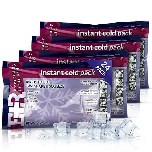 Ever Ready First Aid Disposable Cold Compress Instant Ice Pack 24 Count (Pack of 1) | 4.5" x 7" thumbnail 1