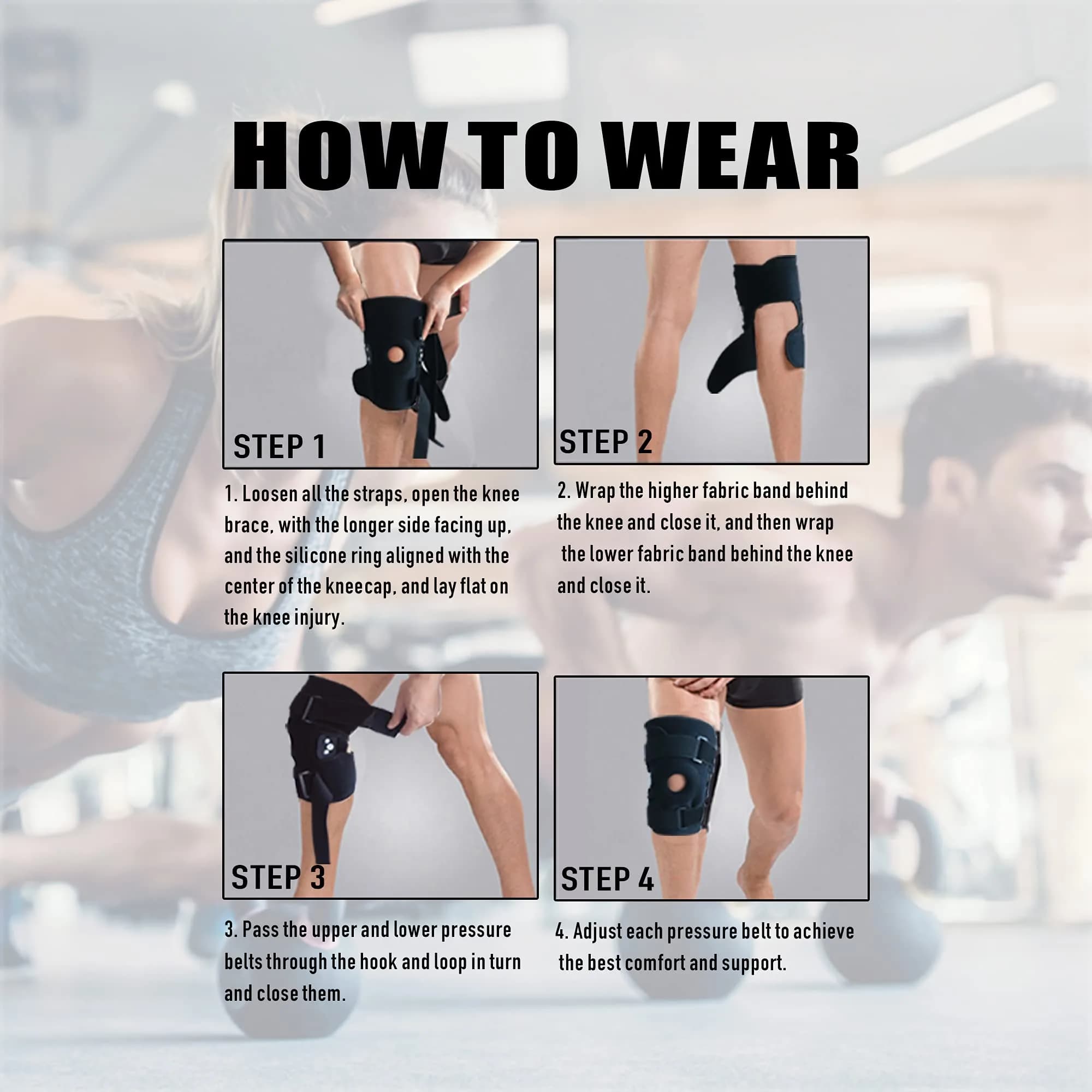 GONAIREY Plus-Size Decompression Knee Brace with Steel Plate Stabilizers & Silicone Gasket | 56cm-68cm (22"-27") - view 6