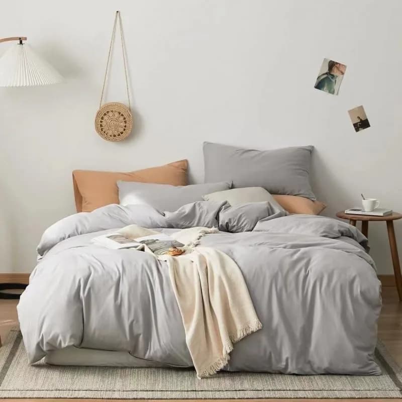 Luxlovery Silver Grey Comforter Set King | Soft Light Grey Bedding for Adults thumbnail 2