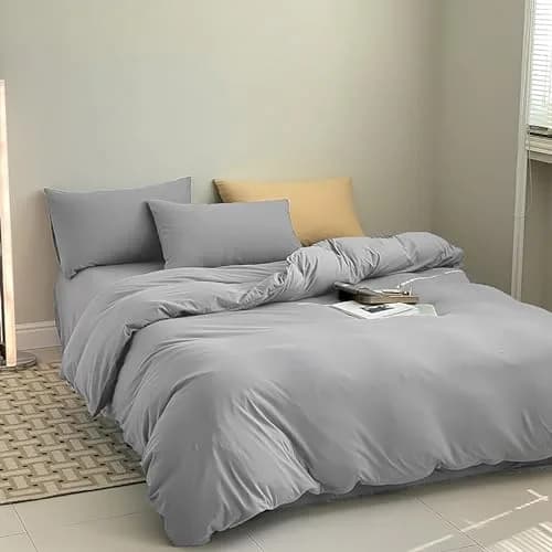 Luxlovery Silver Grey Comforter Set King | Soft Light Grey Bedding for Adults thumbnail 5