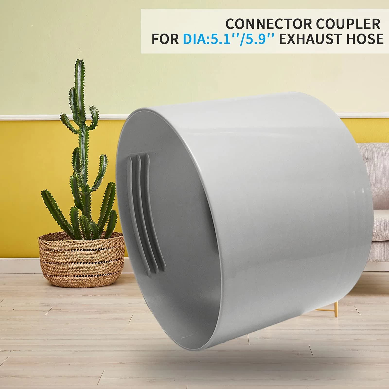 Qualward 5.9" Portable AC Exhaust Hose Extension Coupler | Universal Fit for Clockwise & Counter-Clockwise Hoses - view 5