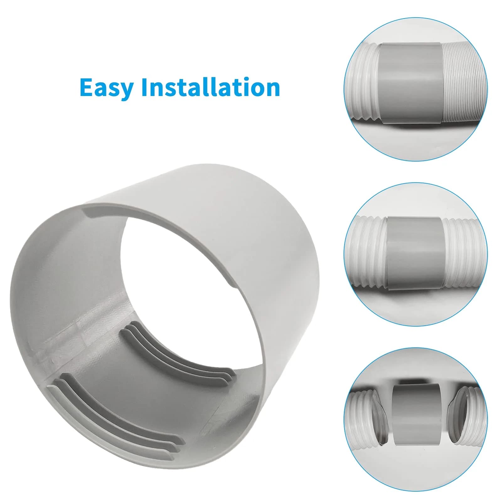 Qualward 5.9" Portable AC Exhaust Hose Extension Coupler | Universal Fit for Clockwise & Counter-Clockwise Hoses - view 3