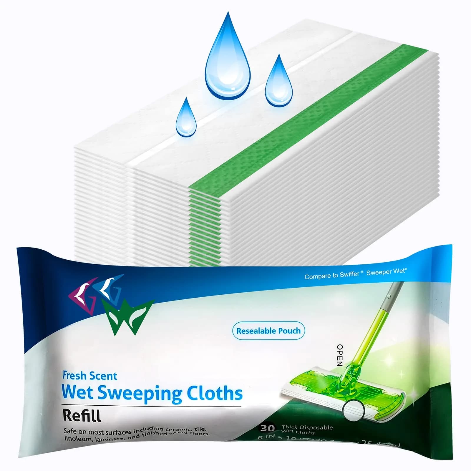 BECORRECT Wet Mopping Pad Refills for Swiffer Sweeper 30 Count (1.43 lb) | Compatible with Swiffer Sweeper & Sweep+Vac