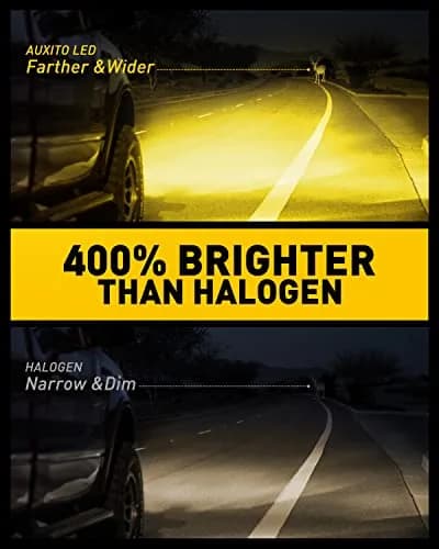 AUXITO H8 H11 H16 LED Fog Light Bulbs 2-Pack | 3000K Amber Yellow, 15W Low Power, 30000hr Lifespan thumbnail 2