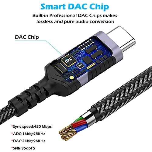 iMangoo USB C to 3.5mm Headphone Adapter | High-Quality DAC, Compact & Durable (9.6cm) thumbnail 3