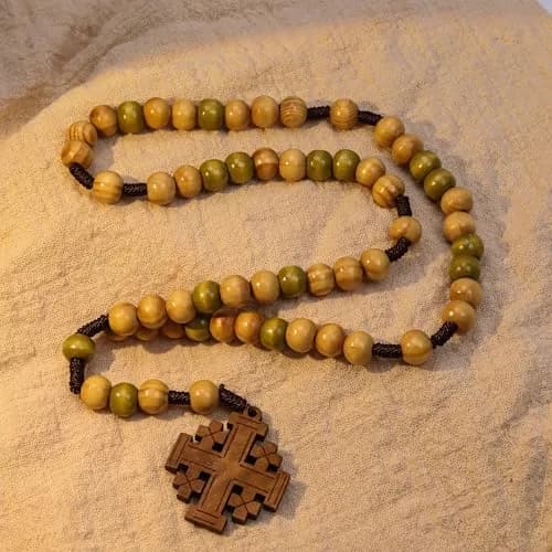 Nazareth Store Olive Wood Prayer Rosary 11" | Durable Wooden Chaplet for Devotion thumbnail 7